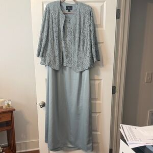 Alex Evenings Ice Sage Lace Jacket Maxi Dress Set
